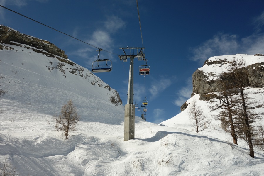 Sesselbahn Jorasse-Col de la Forcle, März 2014