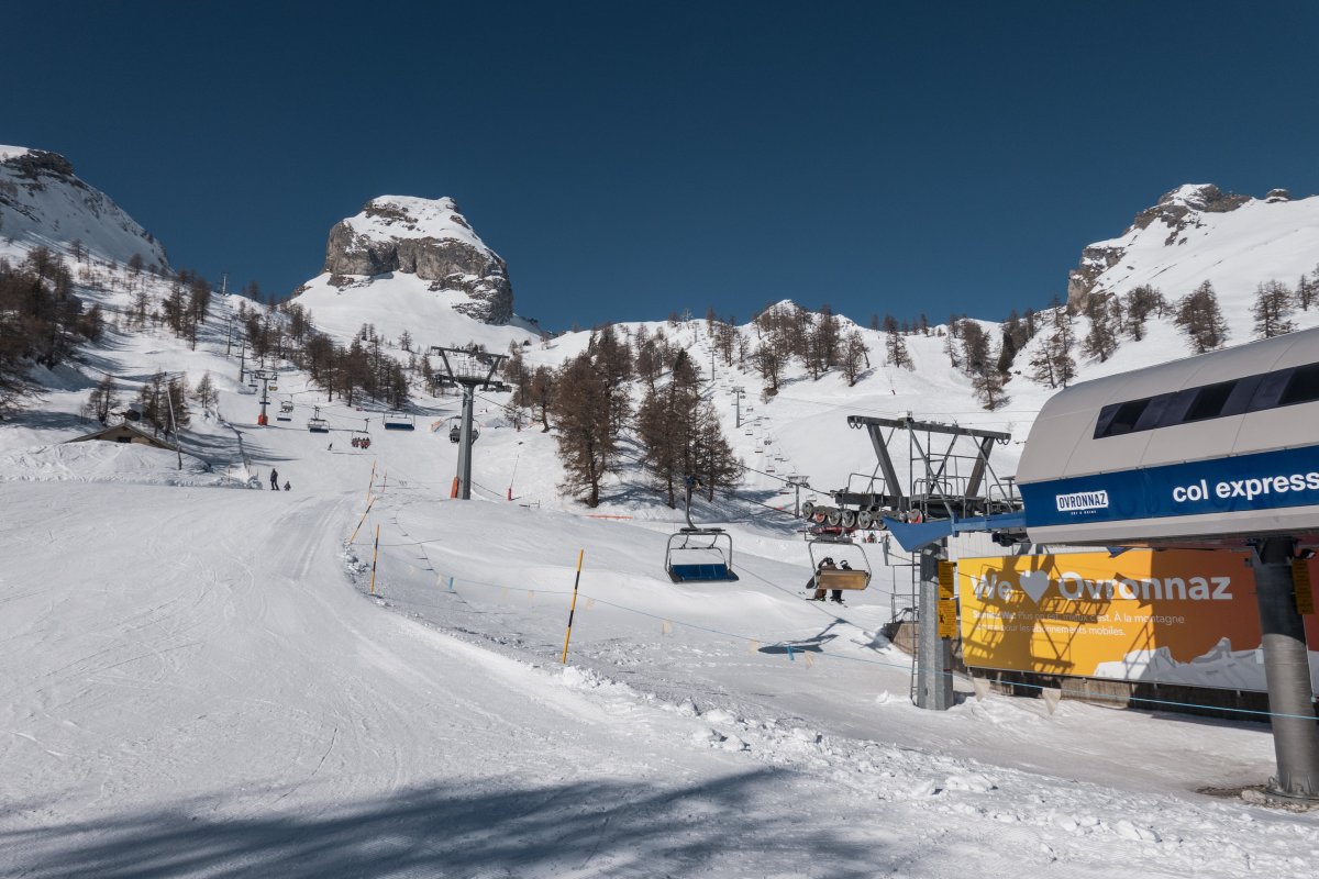 Sesselbahn Jorasse-Col de la Forcle, März 2022