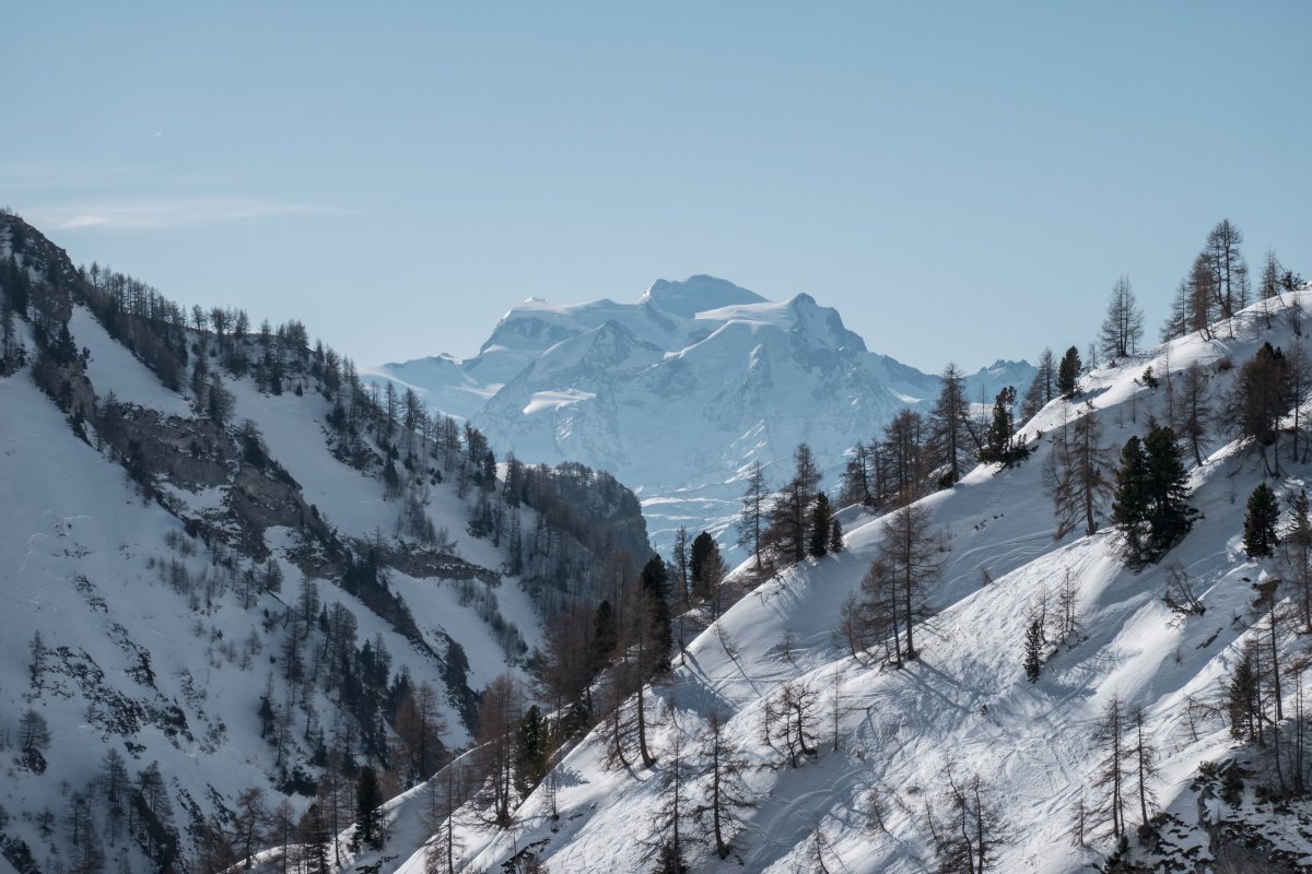 Blick von Ovronnaz zum Grand Combin, März 2022