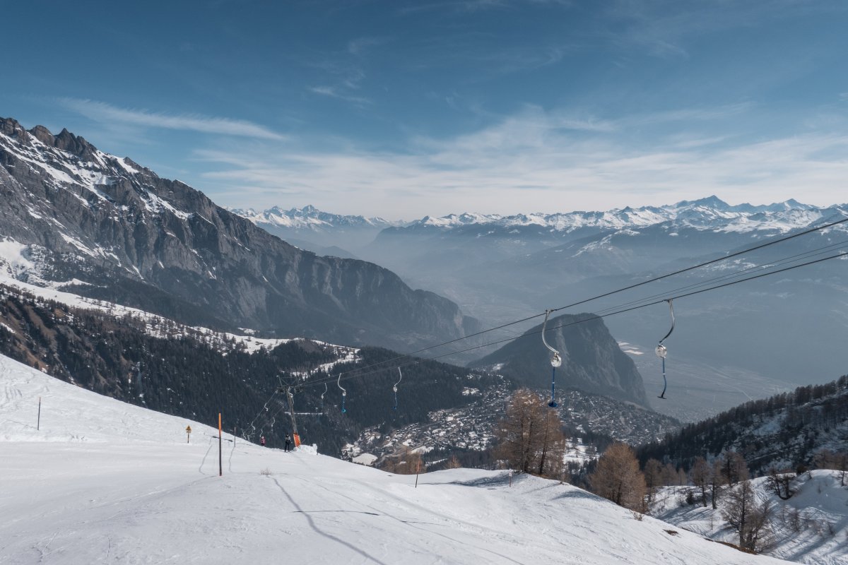 Beeindruckender Ausblick vom Skigebiet Ovronnaz auf das Rhônetal