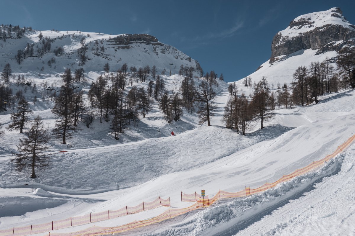 Abfahrt an der Sesselbahn Bougnonne, März 2022