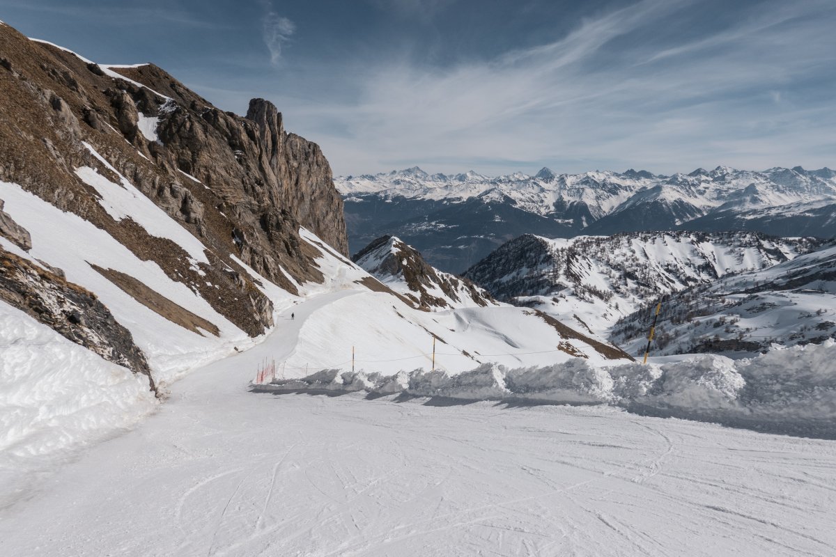 Abfahrt am Schlepplift Petit Pré, März 2022