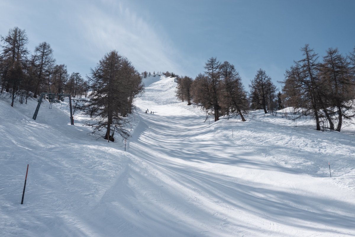 Abfahrt am Schlepplift Châtillion, März 2022