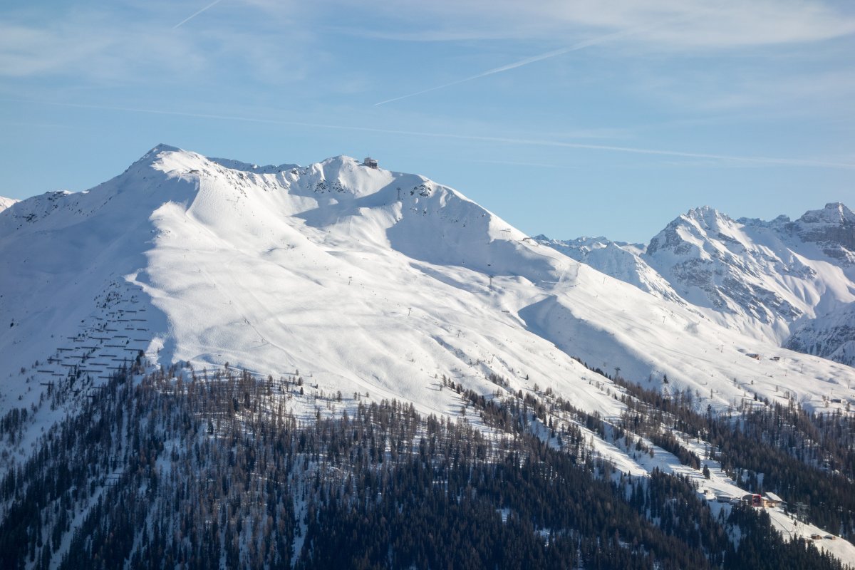 Blick vom Weissfluhjoch zum Jakobshorn, Februar 2019