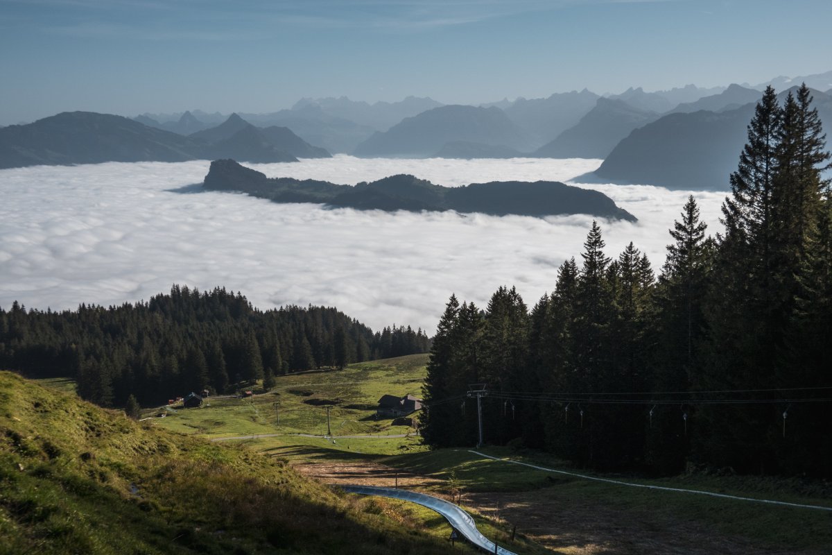 Schlepplift Fräkmüntegg mit Rodelbahn, Oktober 2022