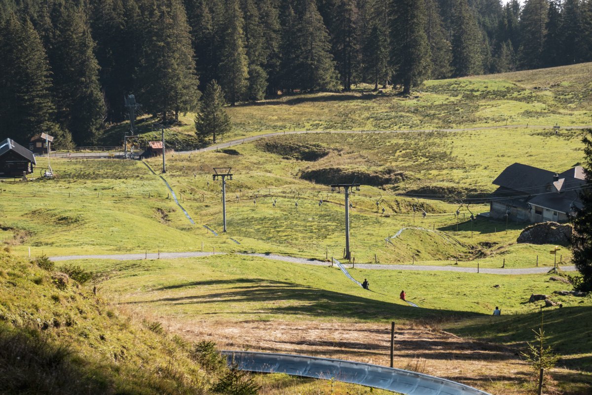 Schlepplift Fräkmüntegg mit Rodelbahn, Oktober 2022