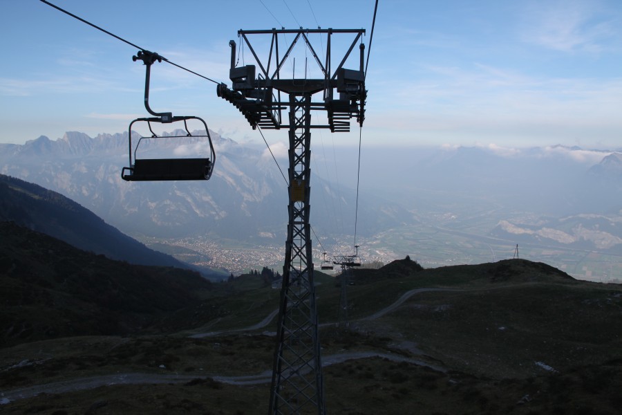 Talfahrt mit der Sesselbahn Furt-Gaffia, Oktober 2011