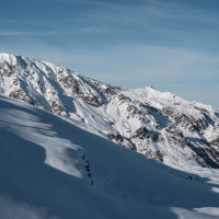 Panorama von der Sesselbahn Pardiel-Laufböden auf das Skigebiet Pizol, Dezember 2022