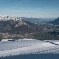 Panorama von Laufböden auf Sargans und Rheintal, Dezember 2022