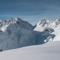 Panorama vom Skigebiet Pizol, Dezember 2022