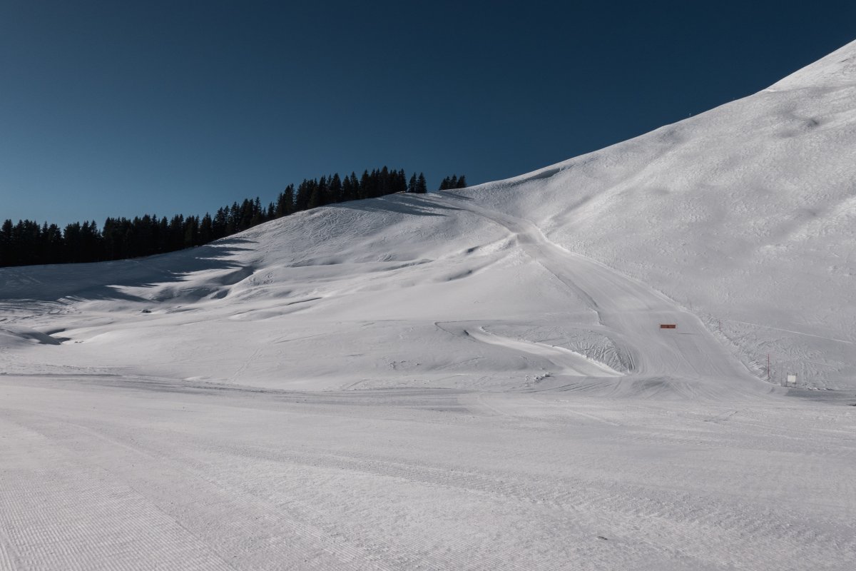 Abfahrt im Bereich Onnaz, Februar 2023