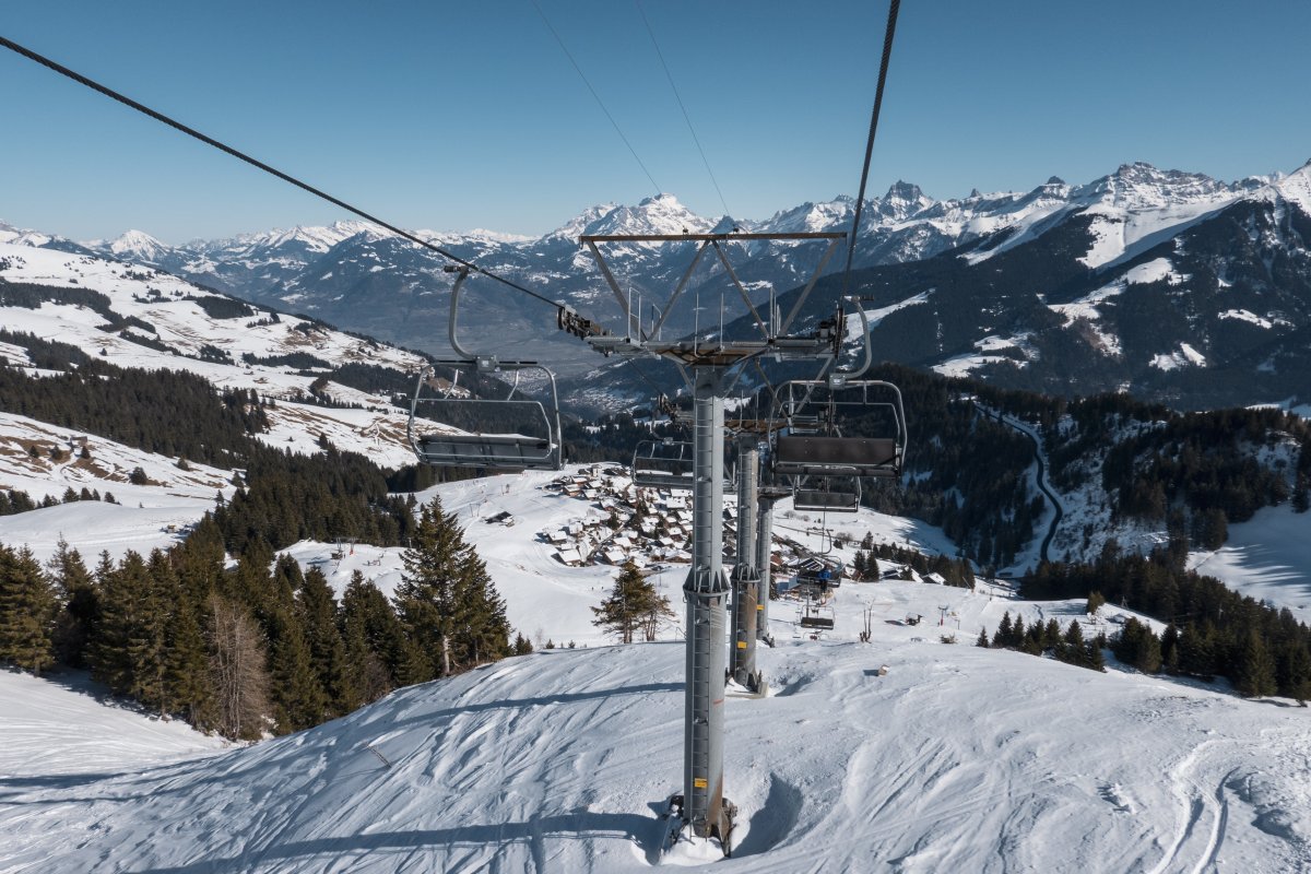 Sesselbahn Champoussin-Aiguille des Champeys, Februar 2023