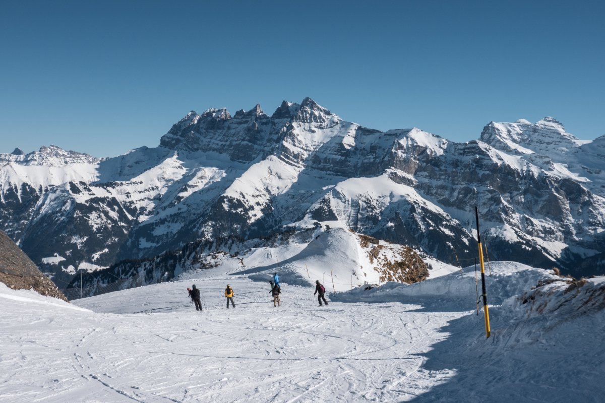 Abfahrt an der Sesselbahn Les Crosets-Grande Conche, Februar 2023