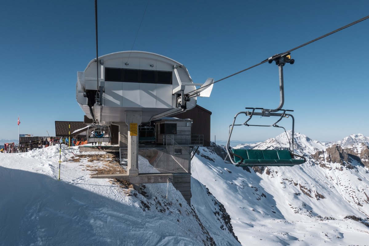 Bergstation der Sesselbahn Les Crosets-Pointe des Mossettes, Februar 2023
