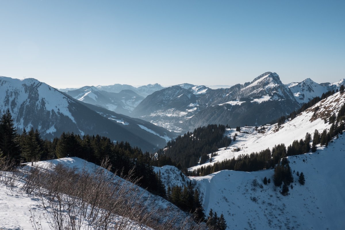 Panorama vom Tête du Tronchey, Februar 2023