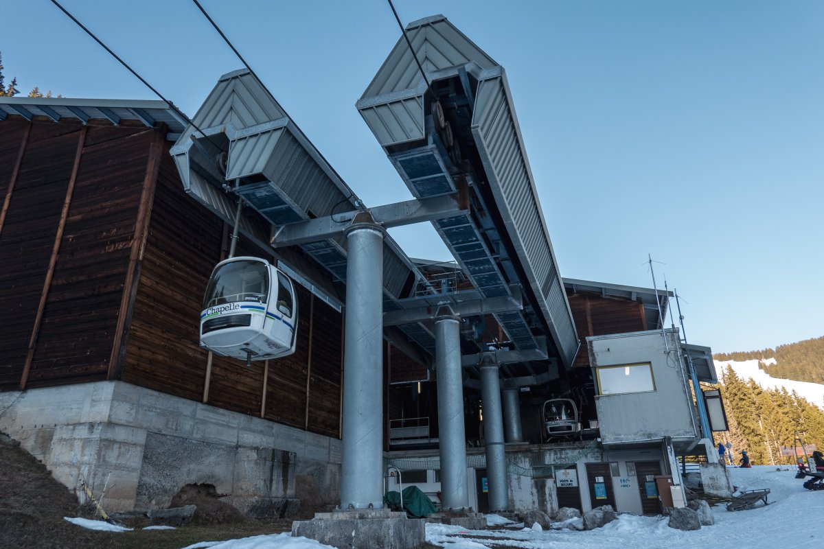 Bergstation der Kabinenbahn La Chapelle-d'Abondance-Panthiaz, Februar 2023