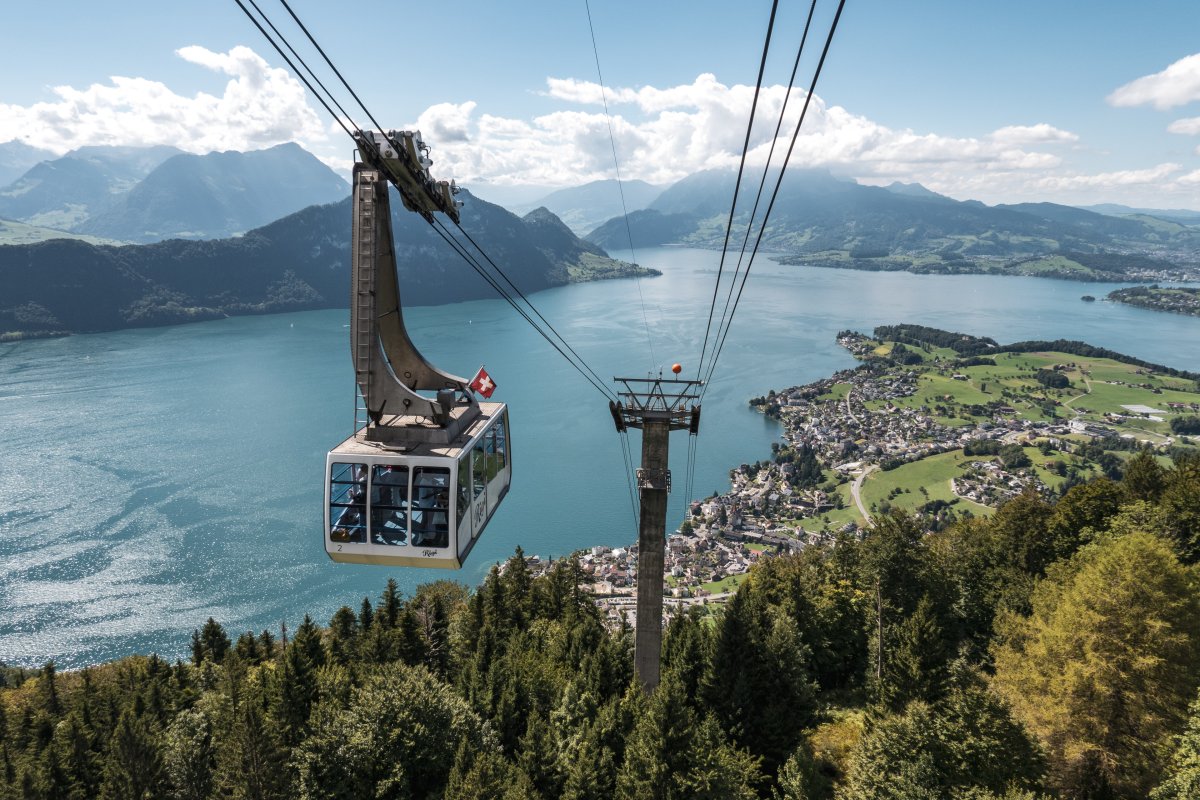 Seilbahn nach Rigi Kaltbad mit Vierwaldstättersee