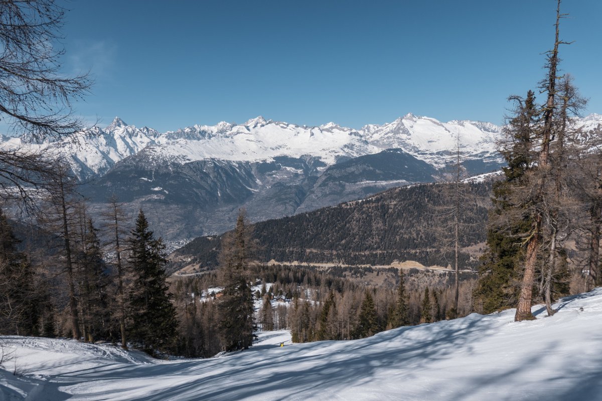 Steile Piste im Skigebiet Rothwald