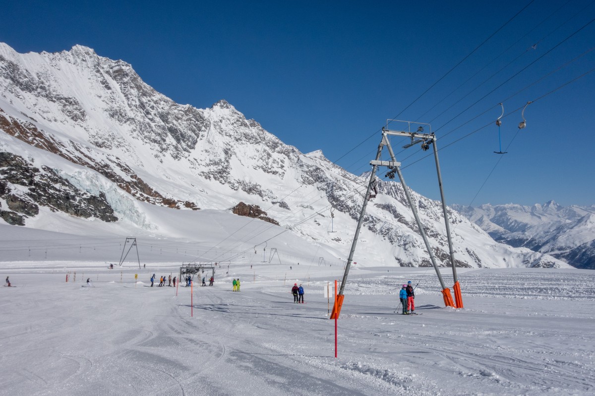 Gletscherschlepplift Mittelallalin 1, April 2018