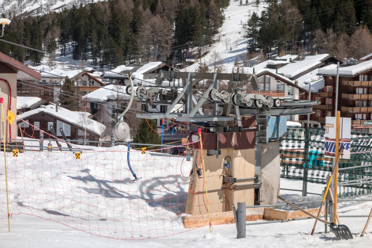 Talstation des Schlepplifts Leeboden, April 2018