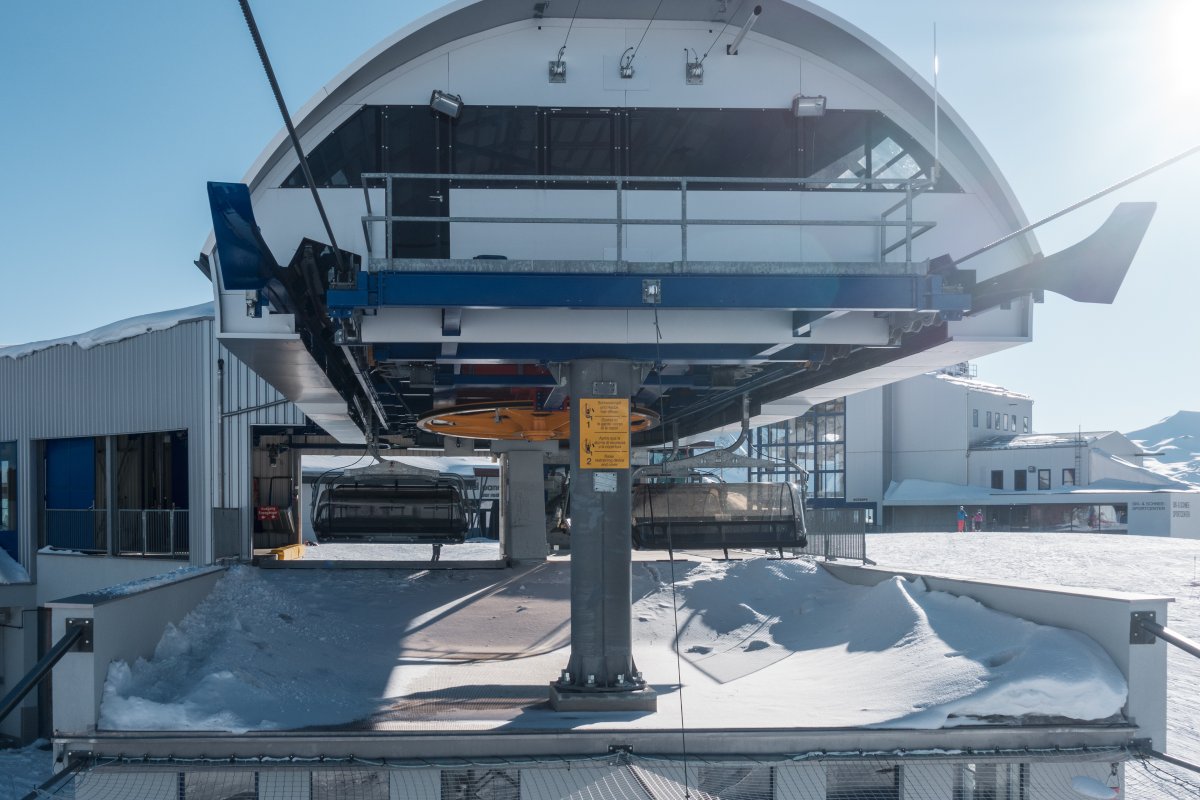 Bergstation der Sesselbahn Möser-Alp Trida Sattel, März 2021