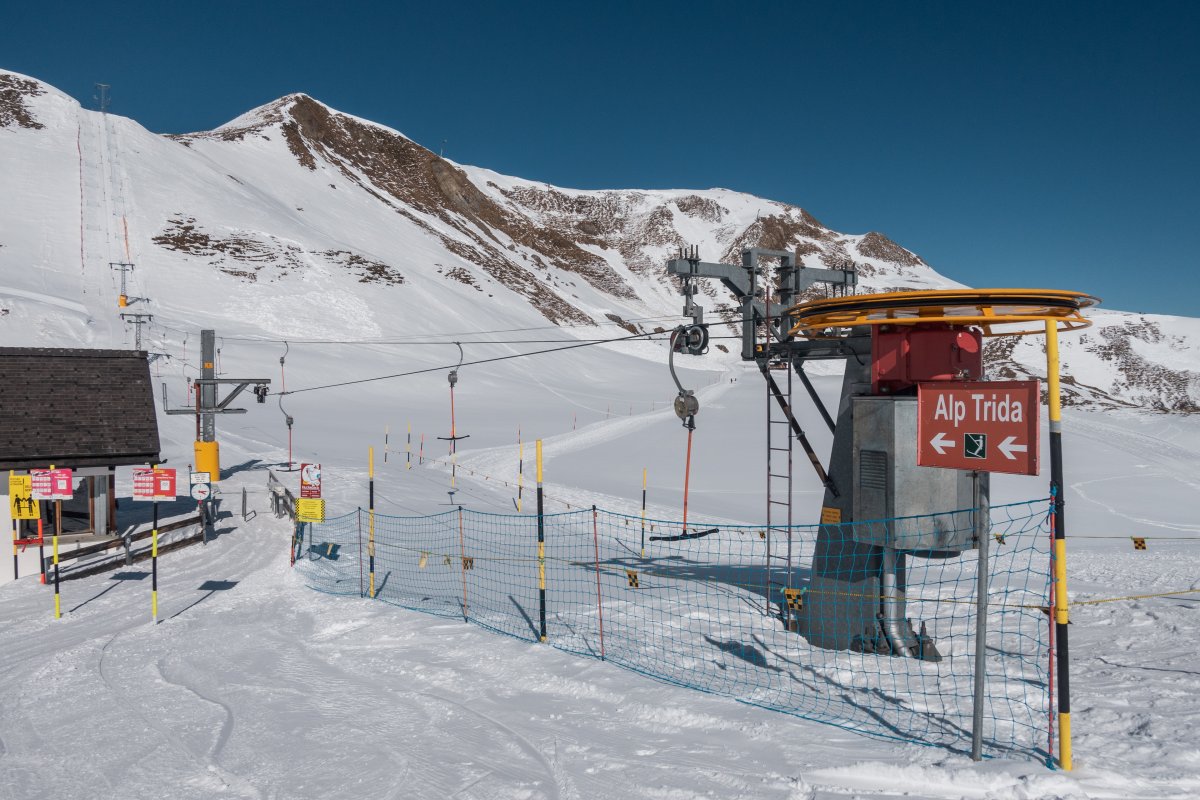 Talstation des Schlepplifts Planer Salaas-Blais Gronda, März 2021