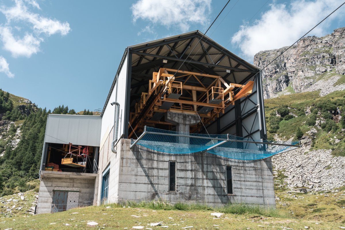 Bergstation der Kabinenbahn Alpe Fracch-Confin Basso, August 2021