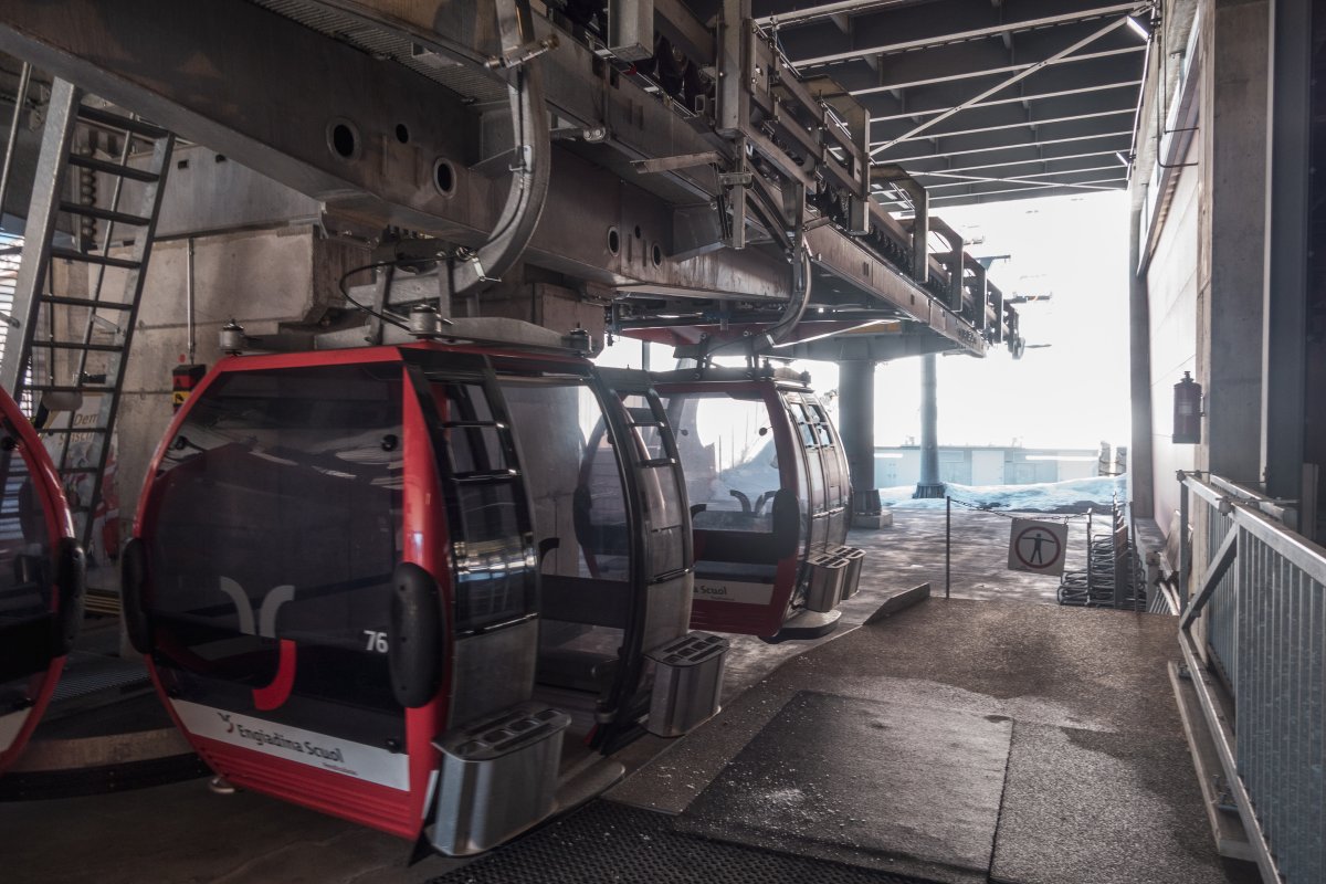 Talstation der Kabinenbahn Scuol-Motta Naluns, März 2021