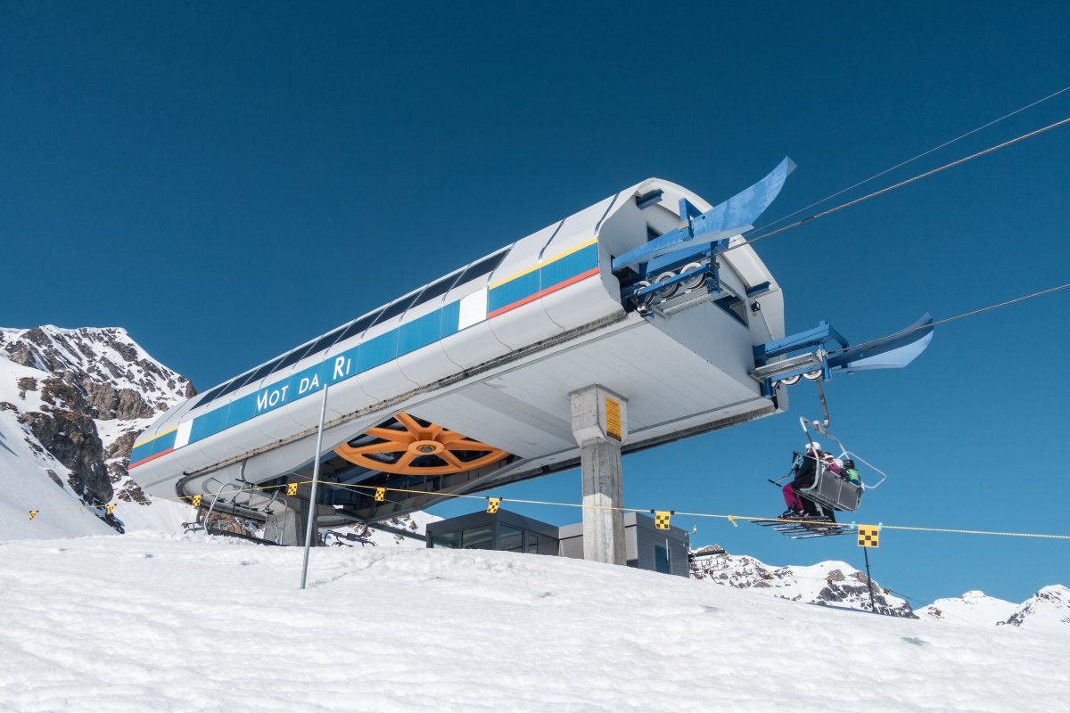 Bergstation der Sesselbahn Jonvrai-Mot da Ri, März 2021