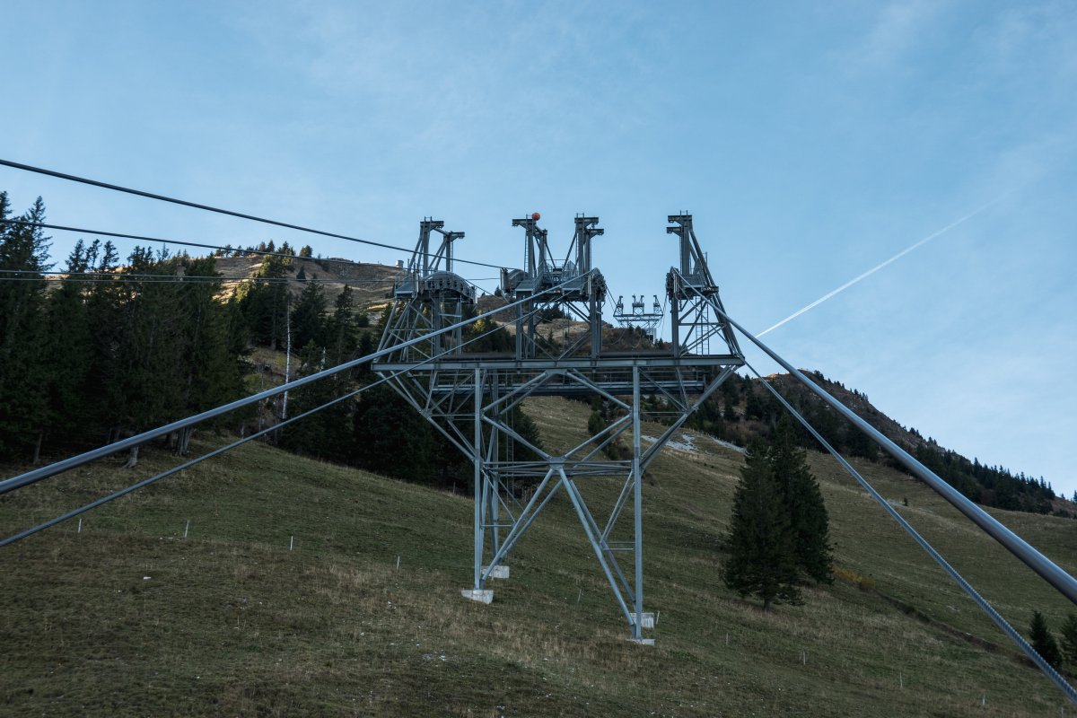 Stanserhorn-Seilbahn auf Höhe Bluematt