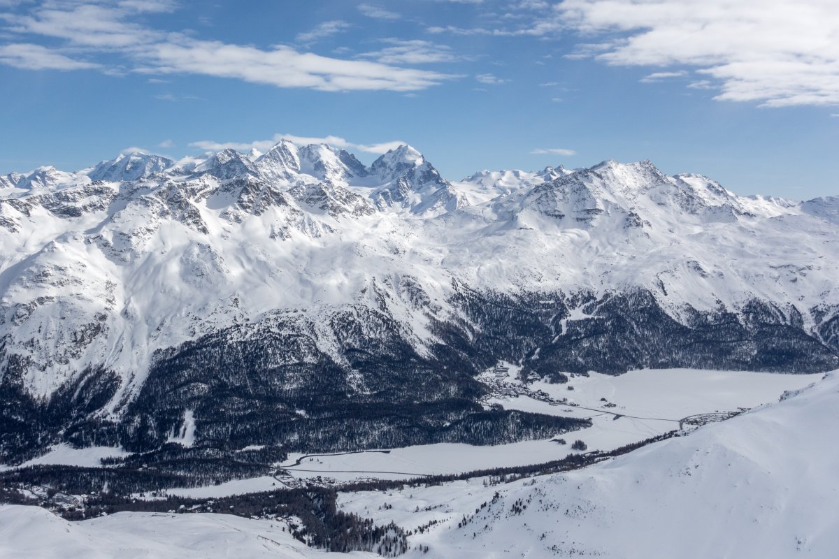Blick vom Piz Nair auf Silvaplana, März 2019