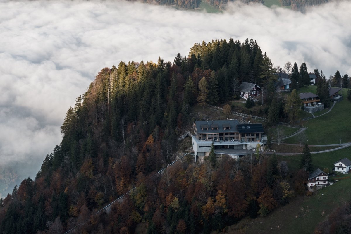 Bergstation der ehemaligen Standseilbahn Schlattli-Stoos, Oktober 2022