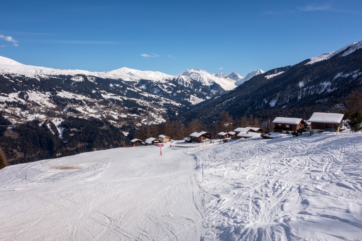 Malerische Landschaft im Skigebiet von Tschiertschen, Februar 2016