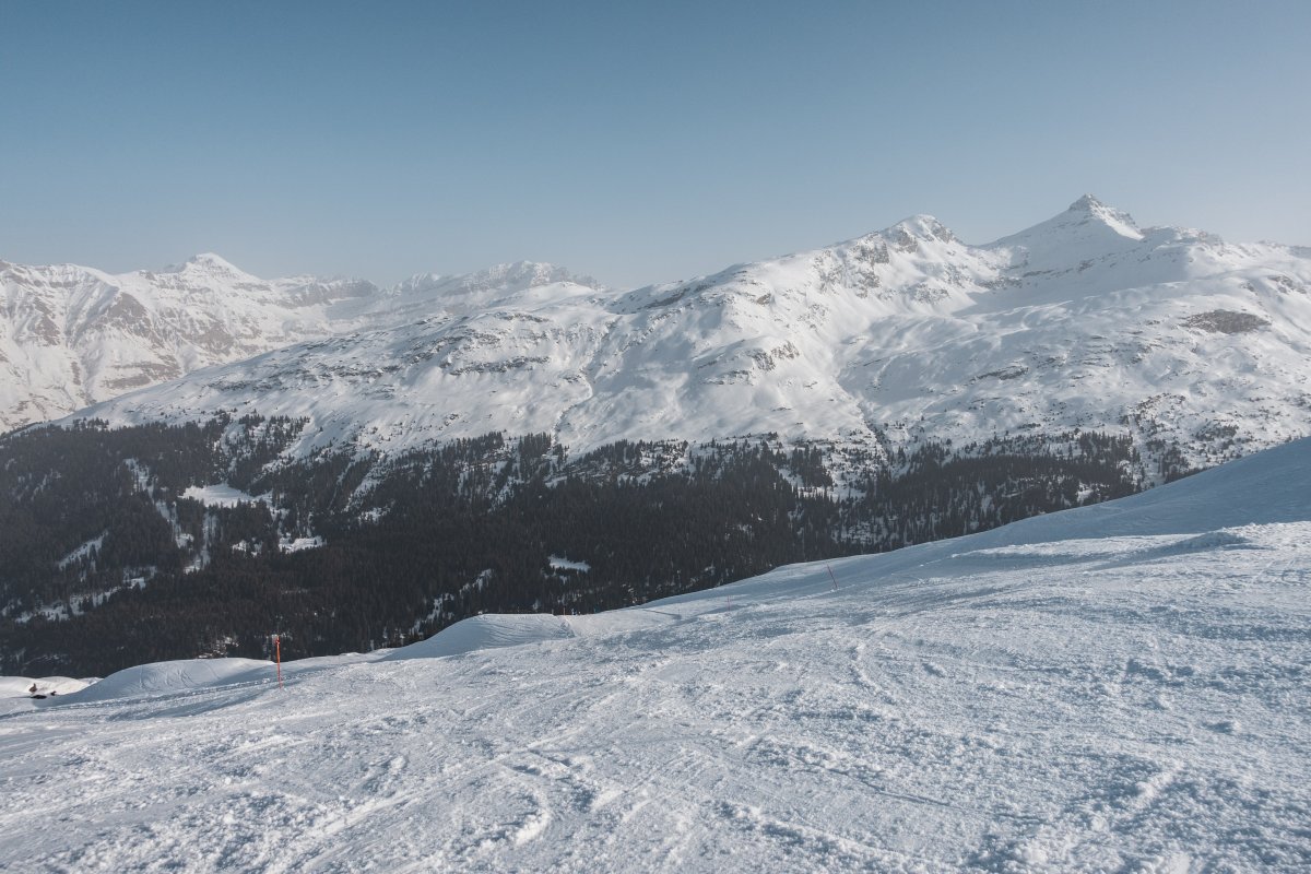 Skipiste am Dachberg in Vals, Februar 2021