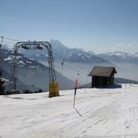 Schlepplift Plan Métroz, ursprünglich von Müller, später saniert durch Garaventa. Er erschliesst einen kurzen, flachen Übungshang, März 2011