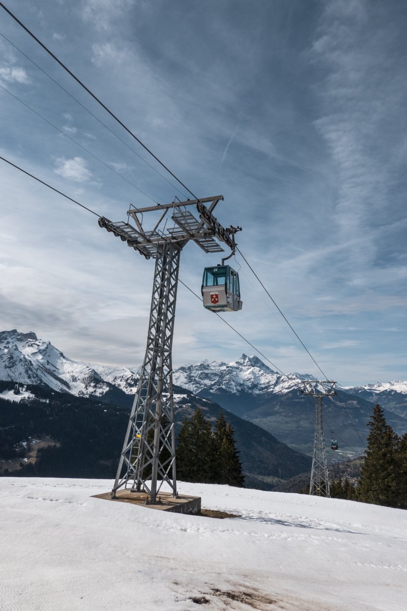 Kabinenbahn Barboleusaz-Les Chaux, März 2024