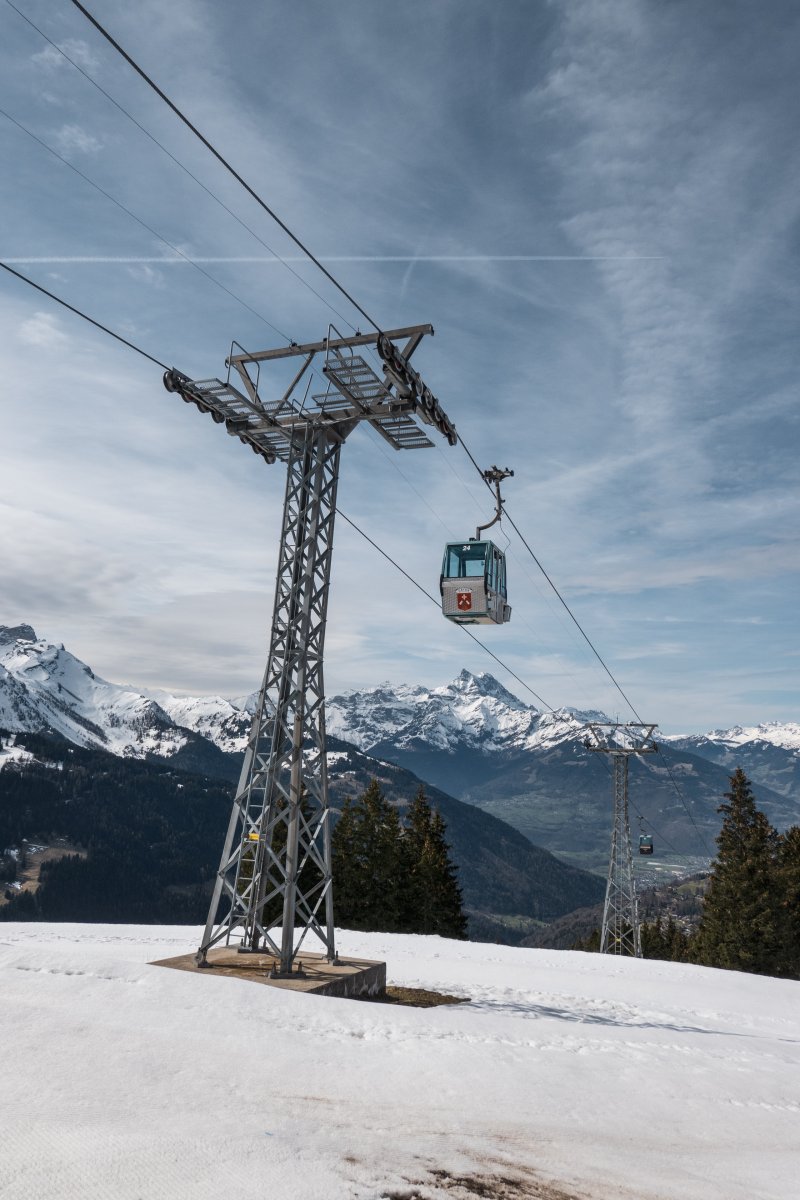 Kabinenbahn Barboleusaz-Les Chaux, März 2024