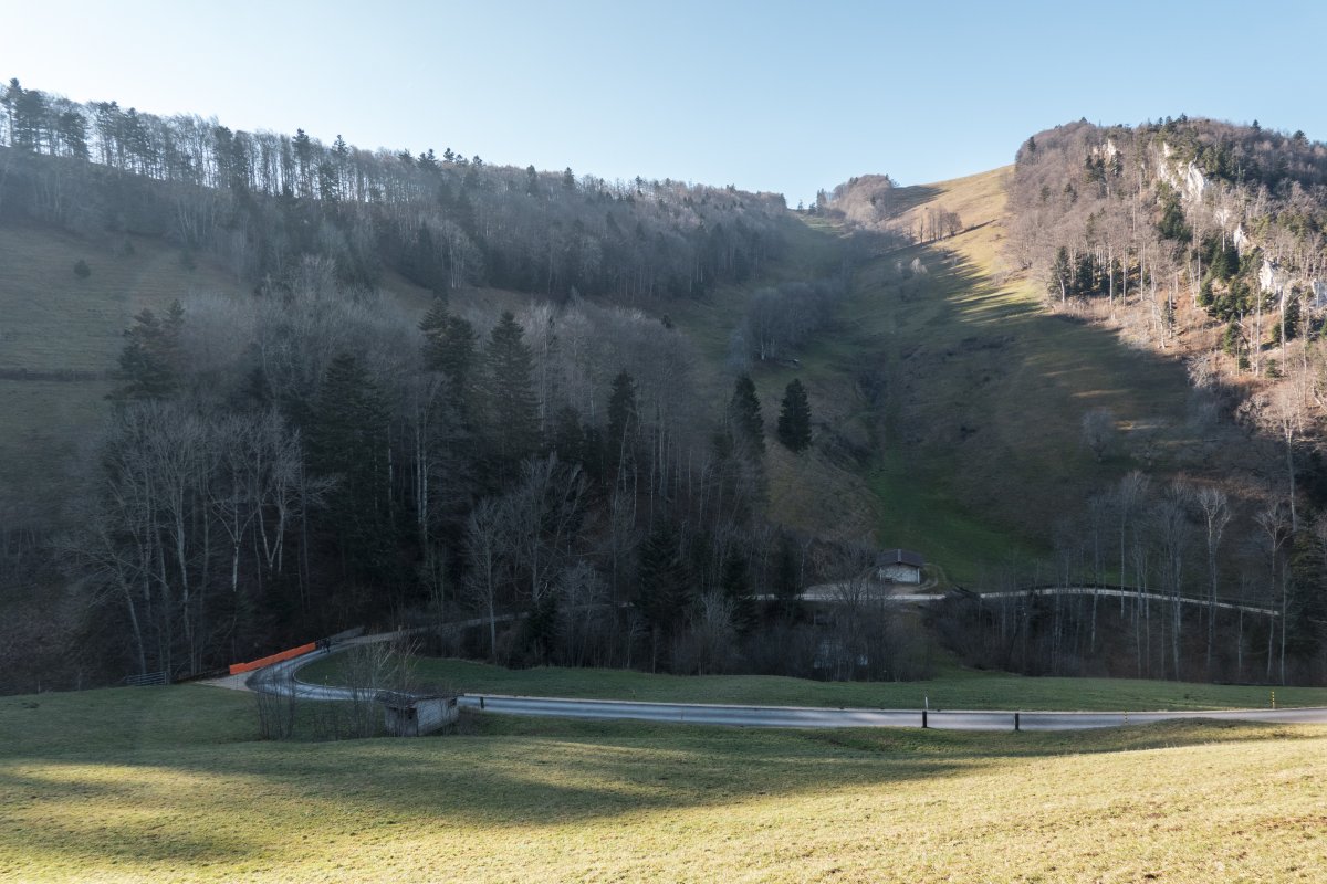 Wasserfallen mit ehemaligem Skihang am Vogelberg, Januar 2023