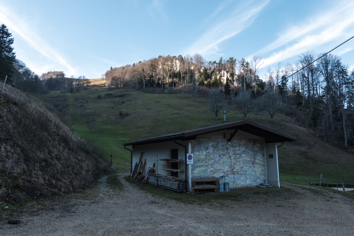 Talstation des ehemaligen Schlepplifts Vogelberg, Januar 2023