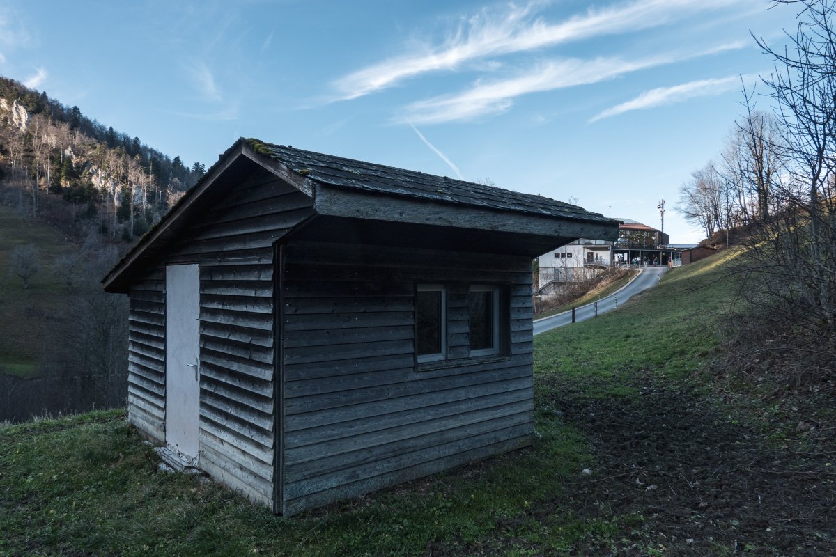 Talstation des ehemaligen Schlepplifts Chellenchöpfli, Januar 2023