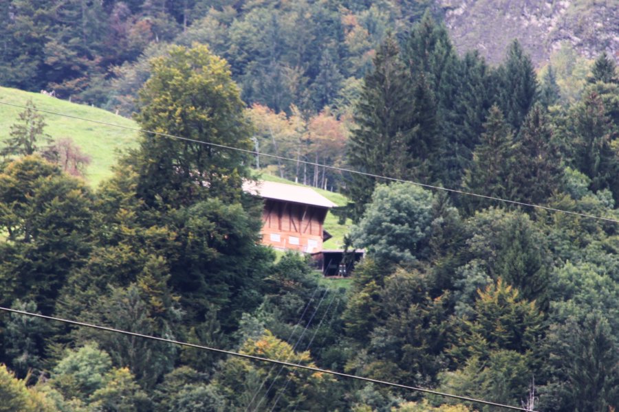 Eine kleine Luftseilbahn führt auch von Mettlen zur Flüelimatt. Beide Bahnen wurden von Niederberger erstellt, Oktober 2010