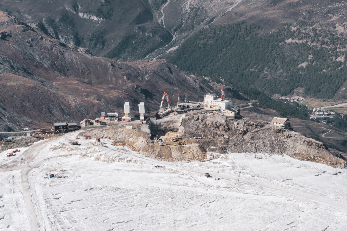 Baustelle für die neue Seilbahn von der Testa Grigia auf das Klein Matterhorn, September 2019