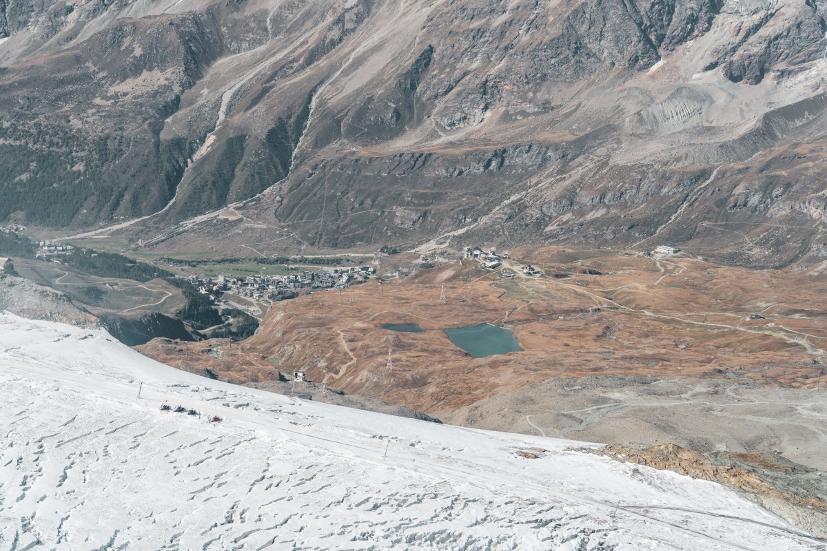 Schlepplift Testa Grigia und Blick Richtung Breuil-Cervinia, September 2019