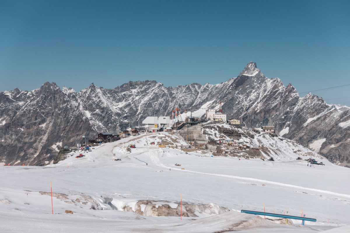 Testa Grigia mit Baustelle für die neue Kabinenbahn zum Klein Matterhorn, September 2020